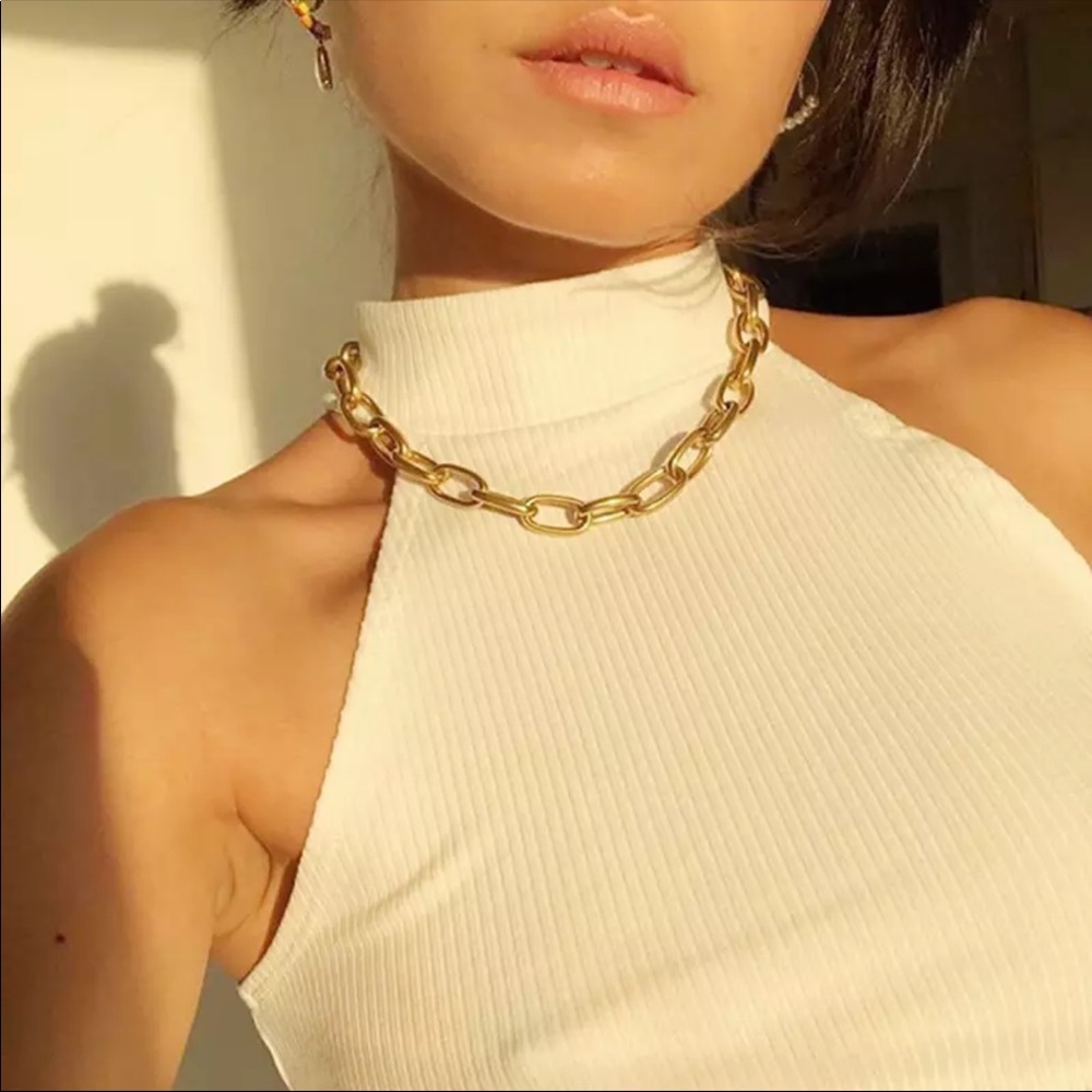 Gold Plated Necklace Fashion Link Chain For Women - Picture 4 of 5